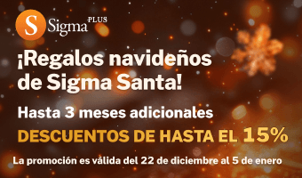 Regalo de Sigma Santa: ¡15 % de descuento + 3 meses extra!